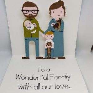 Pop-up greeting card for a family.